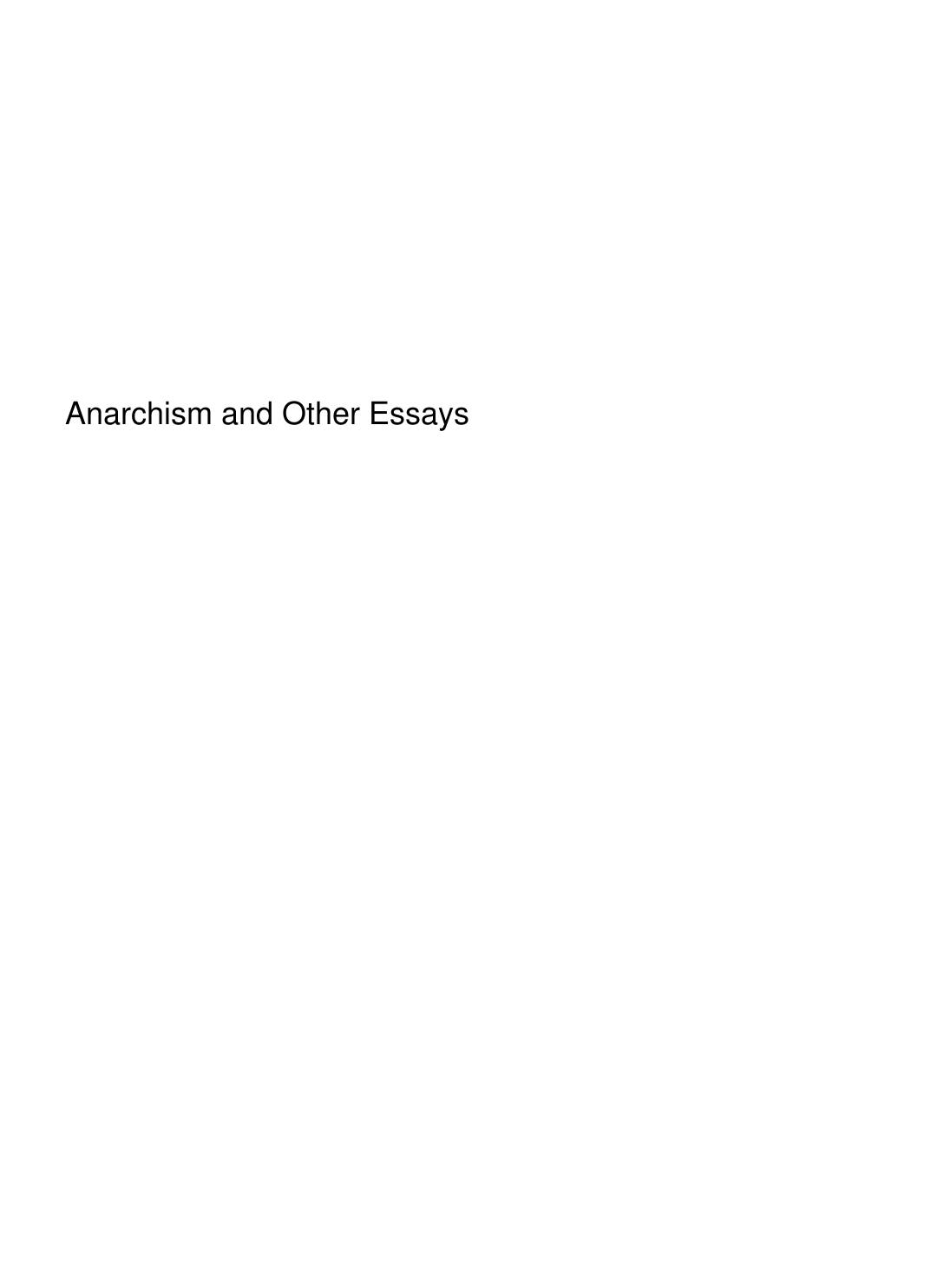 Cover of Anarchism and Other Essays