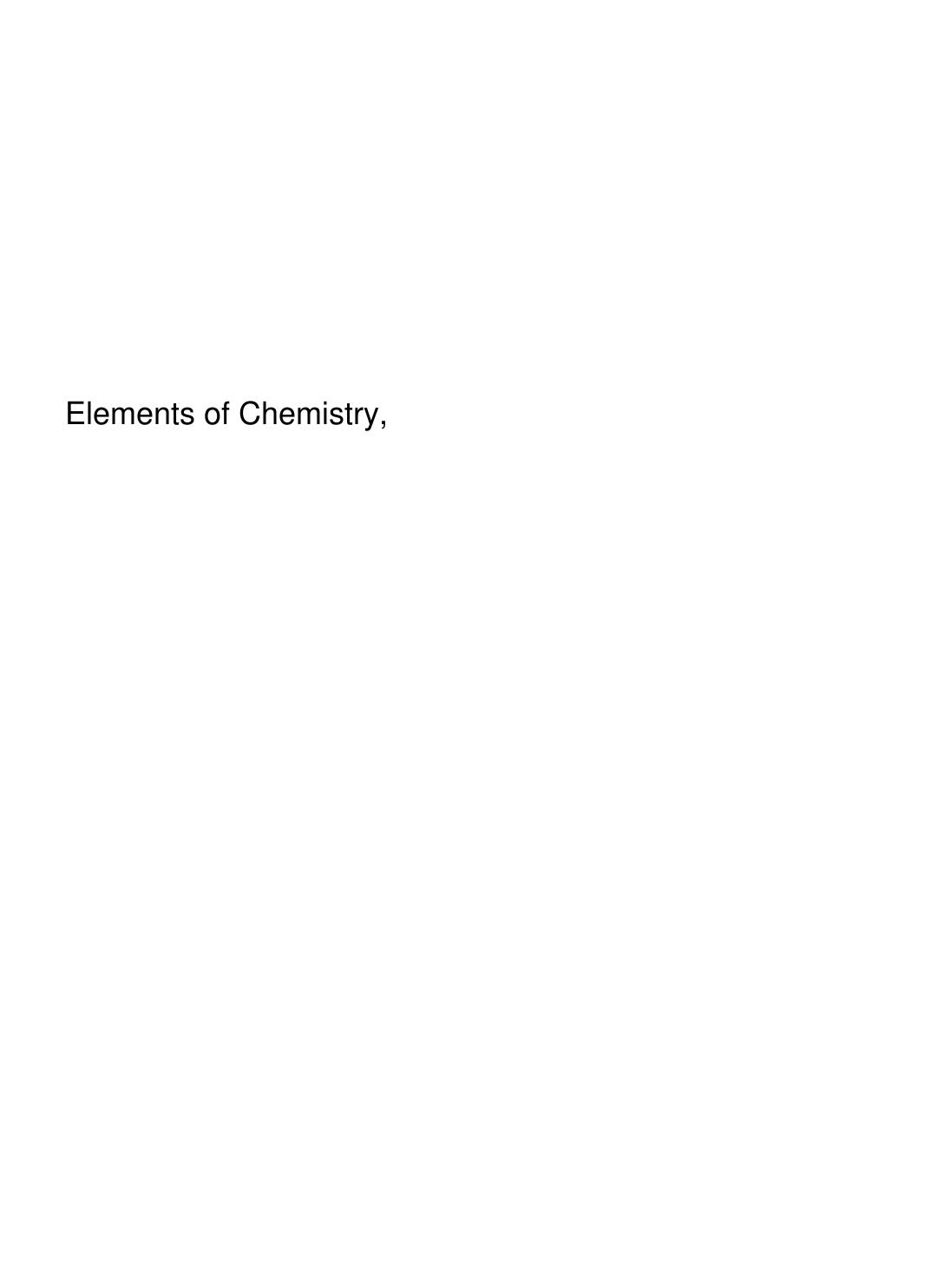 Cover of Elements of Chemistry,