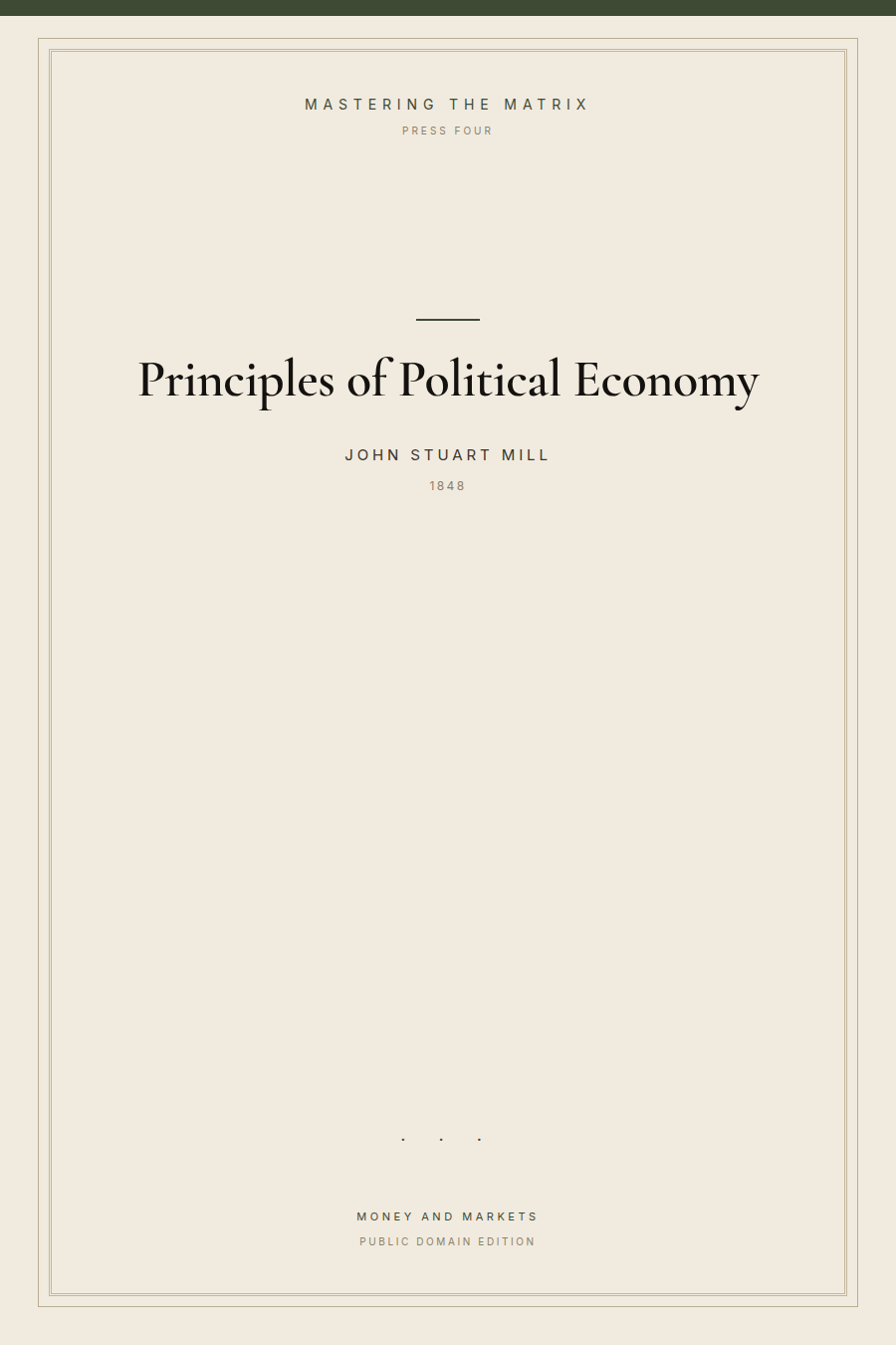 Cover of Principles of Political Economy