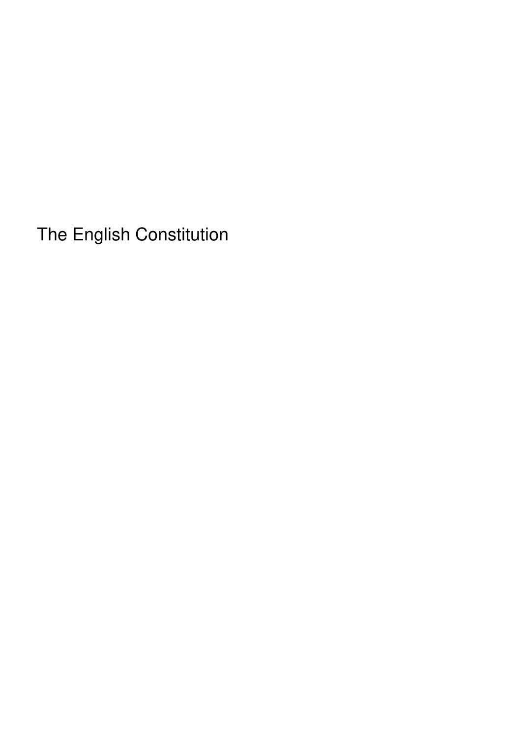 Cover of The English Constitution