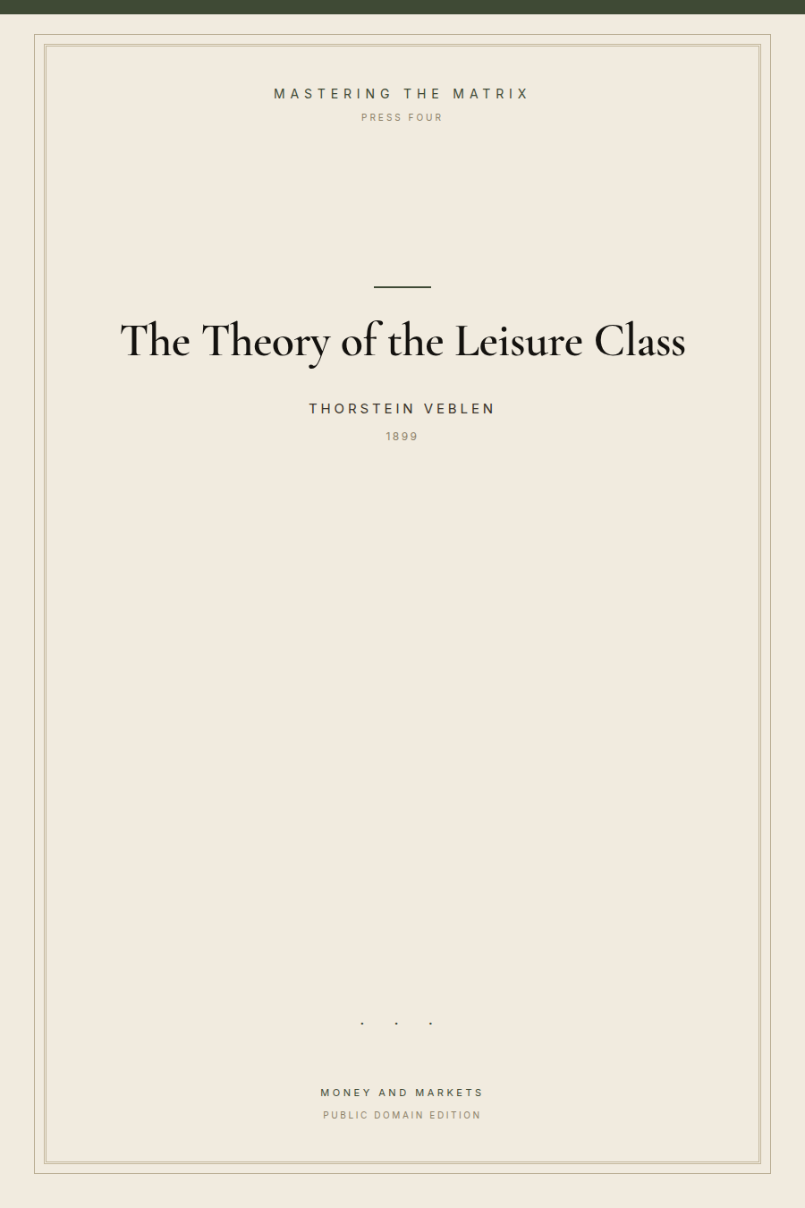 Cover of The Theory of the Leisure Class