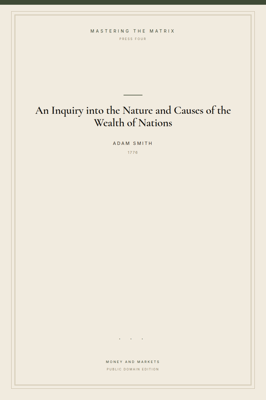 Cover of An Inquiry into the Nature and Causes of the Wealth of Nations